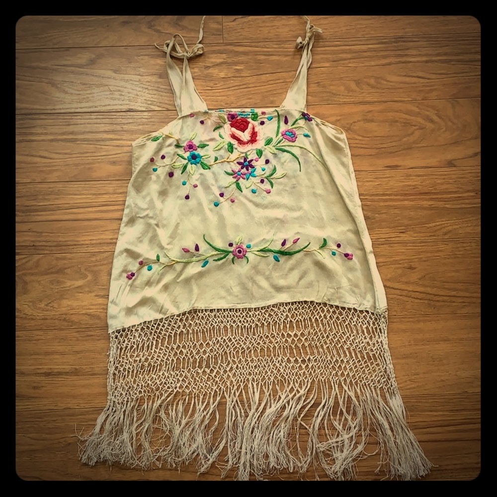 Vintage Embroidered Tassled Tank - Very Unique